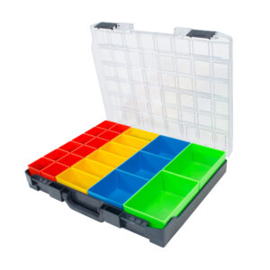 Coffret d'assortiment en plastique comprenant 23 inserts assortis