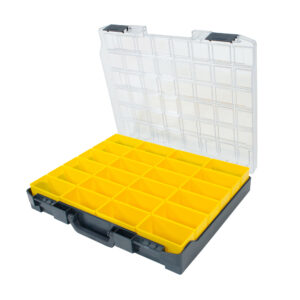 Coffret d'assortiment en plastique comprenant 24 inserts jaunes