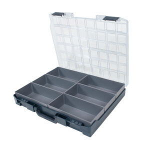 Coffret d'assortiment en plastique comprenant 6 inserts gris